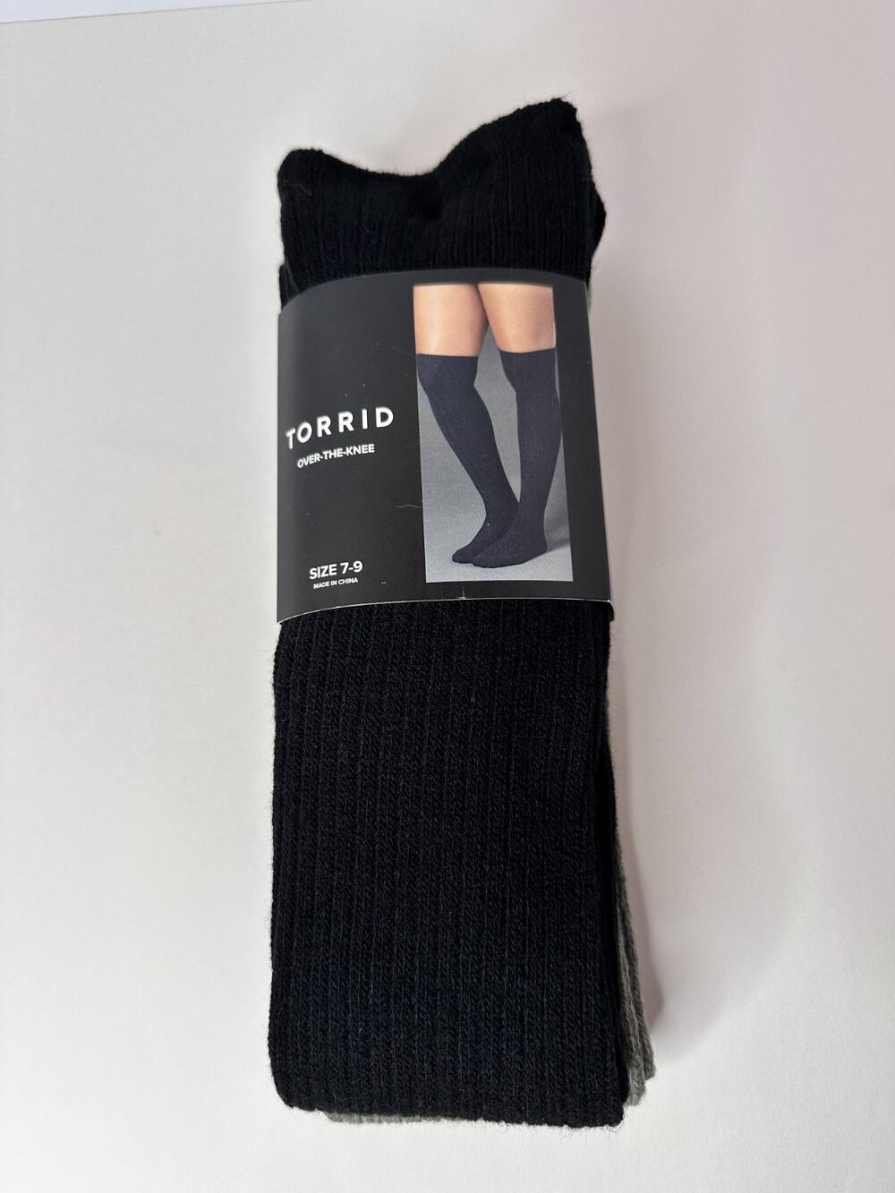 NWT Torrid Women’s Over The Knee Socks, 2 Pair, Very Soft, Black/ Gray, Size 7-9 - Picture 1 of 4